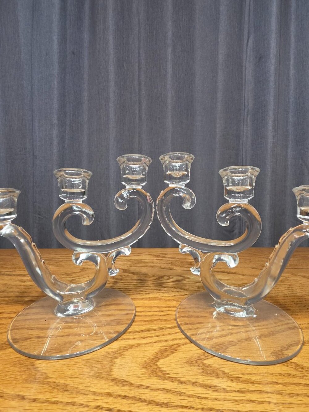 Vintage Art Deco Mid Century Modern MCM Glass Candelabra Candle Holder Fostoria